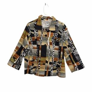 Erin London Womens Boho colorful patchwork patterned Lightweight Jacket size XL